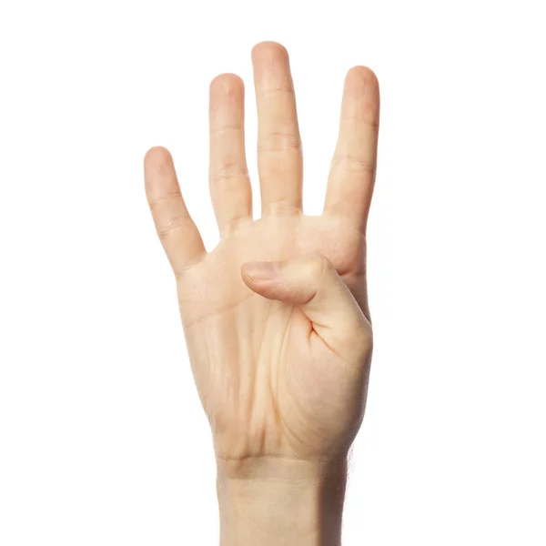 Ορθογραφία Δαχτύλων Νούμερο Άσλ Λευκό Φόντο Αμερικανική Νοηματική Γλώσσα Έννοια — Φωτογραφία Αρχείου