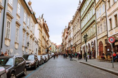 Prag, Çek Cumhuriyeti, 15 Mart 2019: Prag Nerudova, Mala strana, Çek Cumhuriyeti.