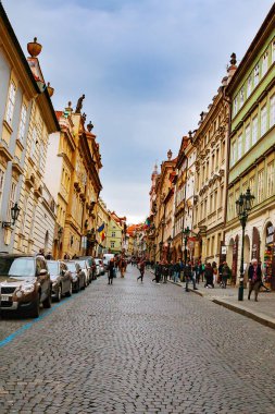 Prag, Çek Cumhuriyeti, 15 Mart 2019: Prag Nerudova, Mala strana, Çek Cumhuriyeti.