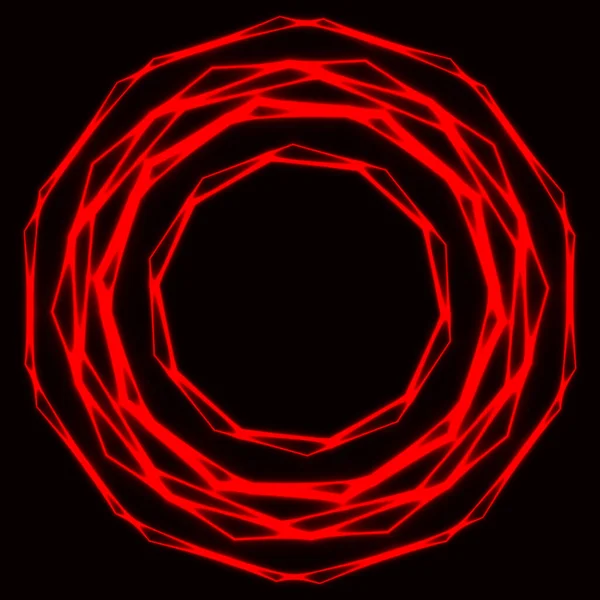 Shinning Laser Red Magic Circles Dark Background Neon Red Glow — Stock Vector