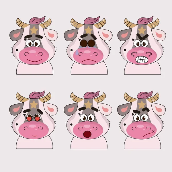 Bastante BULL diseño de personajes en diferentes emociones y expresiones — Foto de Stock