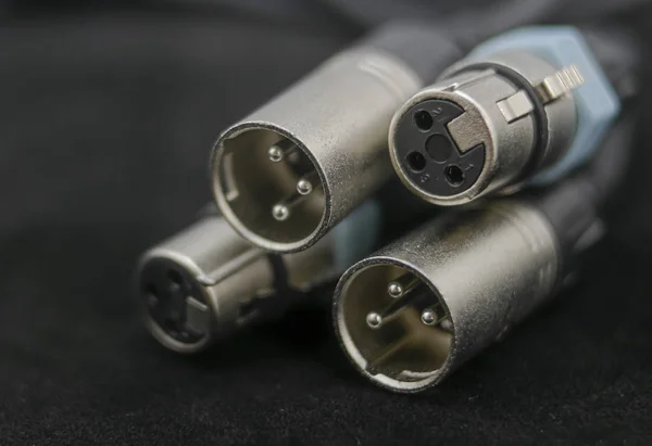 Xlr type male and female connectors in the foreground