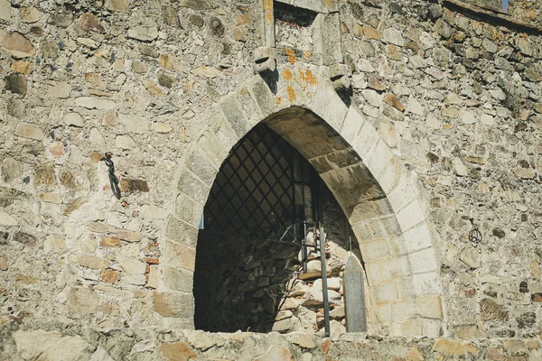 Porche Entrada Dentro Castillo Medieval Con Arco Punto Medio — Foto de Stock