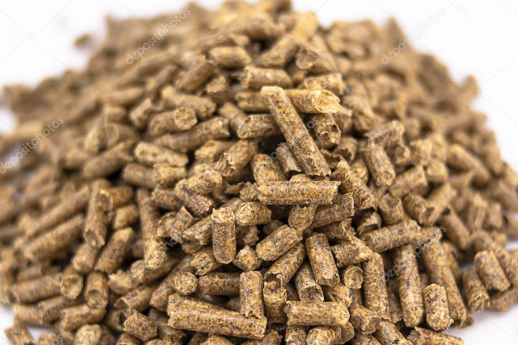 Close-up of a bunch of pellets for use with biomass stoves