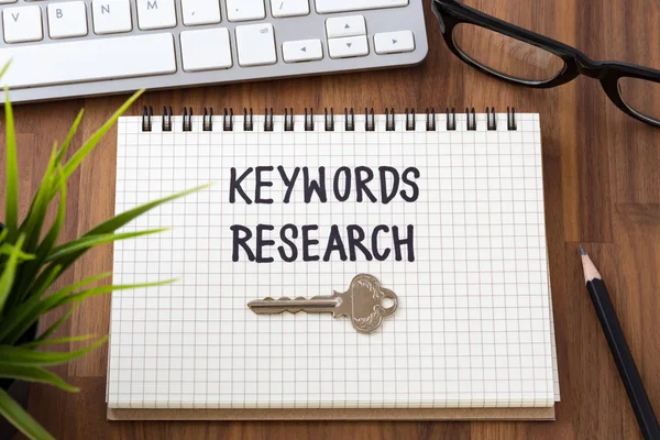 Keywords research for seo concept with computer