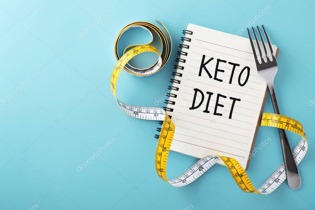 Keto diet concept on blue background
