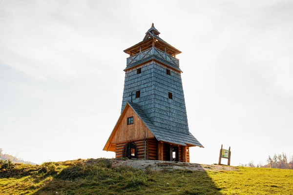 Zbojska 'da ahşap manzara kulesi, orta Slovakya, Avrupa