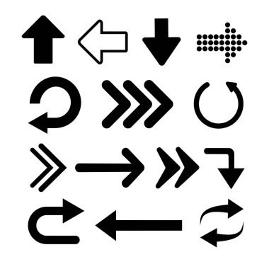 Zarif biçimli ve siyah renkli ok vektör koleksiyonu.