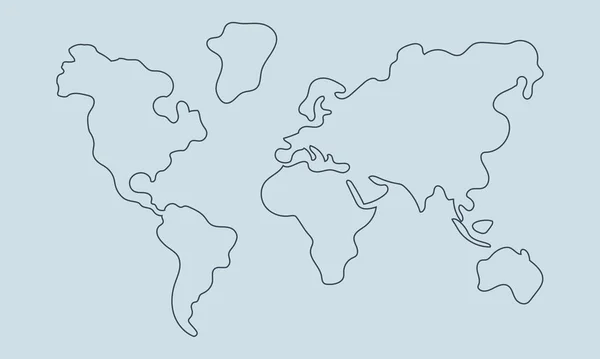 Ręcznie narysowana mapa świata. Odizolowana mapa świata. Ilustracja wektora. — Wektor stockowy