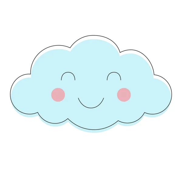 Lächelndes Wolkenvektormuster. Netter Himmel nahtloser Hintergrund. Handgezeichnete Illustration für Babys, Kinder. — Stockvektor
