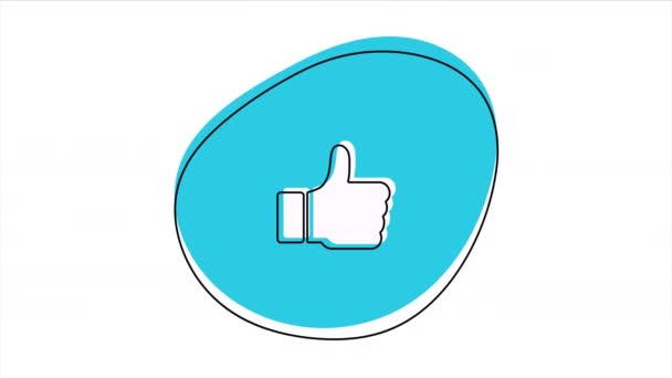 一个像蓝色圆形图标的凉爽的大拇指的动画，4K. — 图库视频影像