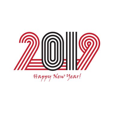 2019 happy New Year trendy ve minimalist kartı veya arka plan
