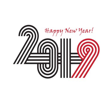 2019 happy New Year trendy ve minimalist kartı veya arka plan