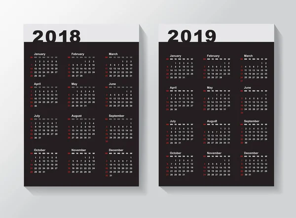 Plantilla Calendario Para 2018 2019 — Archivo Imágenes Vectoriales