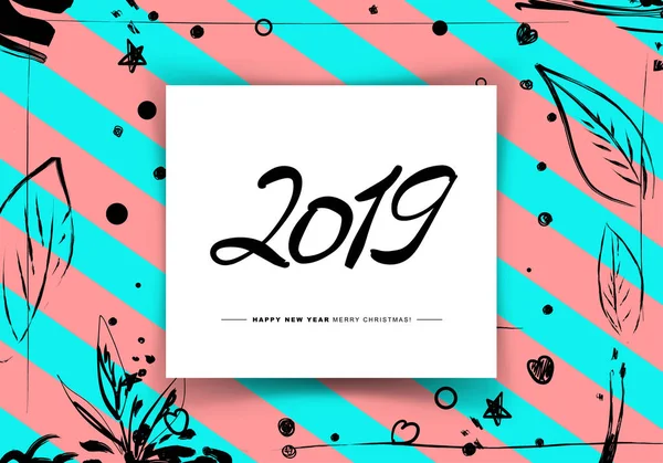 Karta Wesołych Świąt Szczęśliwego Nowego Roku 2019 Lub Tła — Wektor stockowy