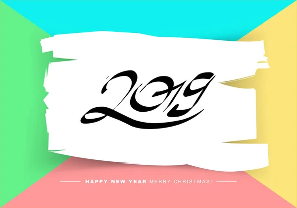 Karta Wesołych Świąt Szczęśliwego Nowego Roku 2019 Lub Tła — Wektor stockowy