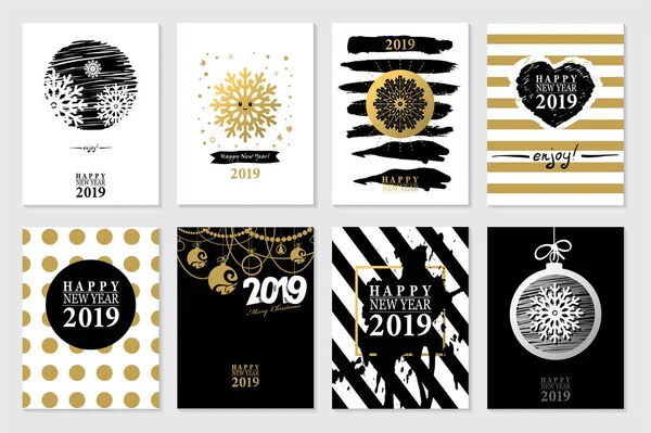 Ευτυχισμένο Νέο Έτος Κάρτα 2019 Φόντο — Διανυσματικό Αρχείο