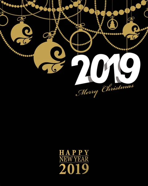 2019 Feliz Año Nuevo Tarjeta Fondo — Vector de stock