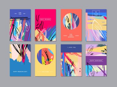 çeşitli bayram renkli kartları vektör çizim 