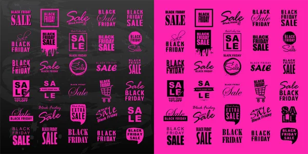 Black Friday Venta Plantillas Logos Iconos Enorme Conjunto Para Diseño — Vector de stock