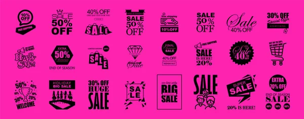 Black Friday Venta Plantillas Logos Iconos Enorme Conjunto Para Diseño — Vector de stock