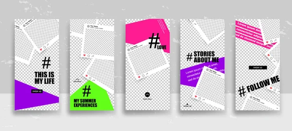 Set Storie Creative Universali Modificabili Template Stile Trendy Sfondo Trasparente — Vettoriale Stock