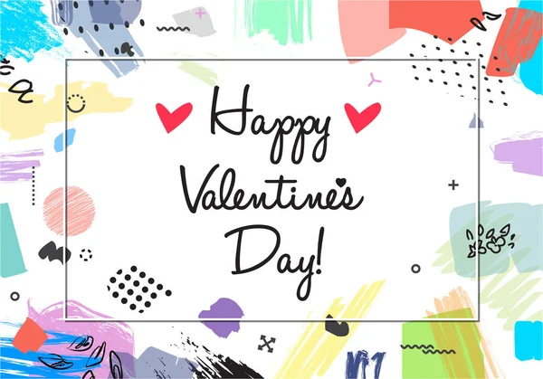 Aftelkalender Voor Valentijnsdag Artistieke Hand Getekend Wenskaart Achtergrond Trendy Stijl — Stockvector