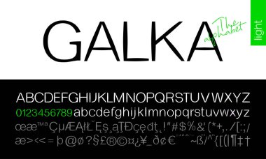 Galka ışık Sans Serif yazı tipi, projeler markalaşma için alfabe