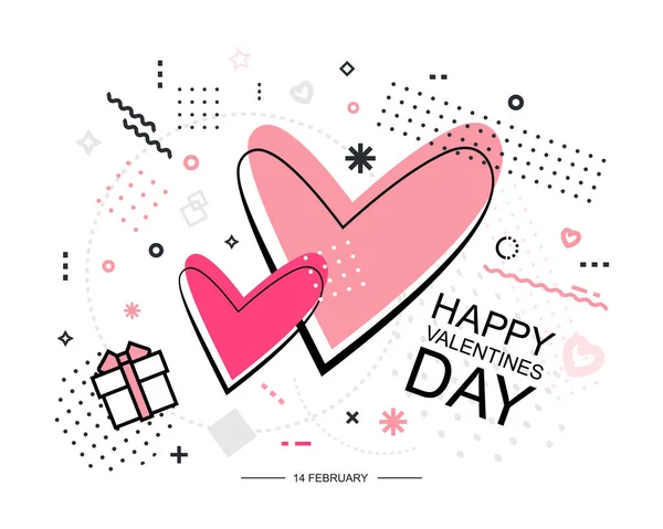 Feliz Día San Valentín Tarjeta Felicitación Ilustración — Vector de stock