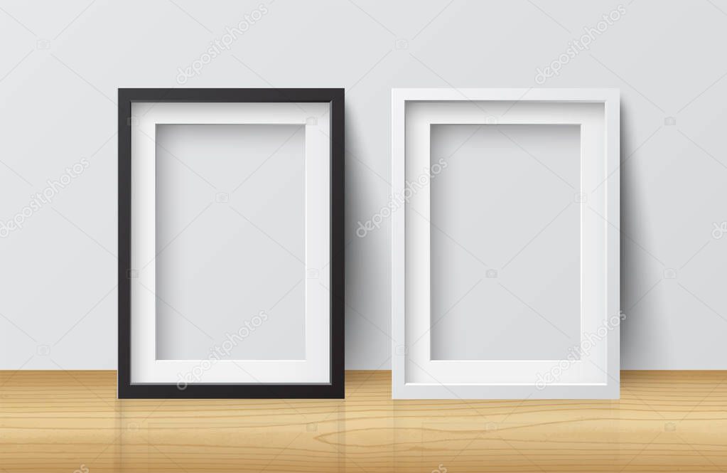 Two realistic photo frames, vector illustration