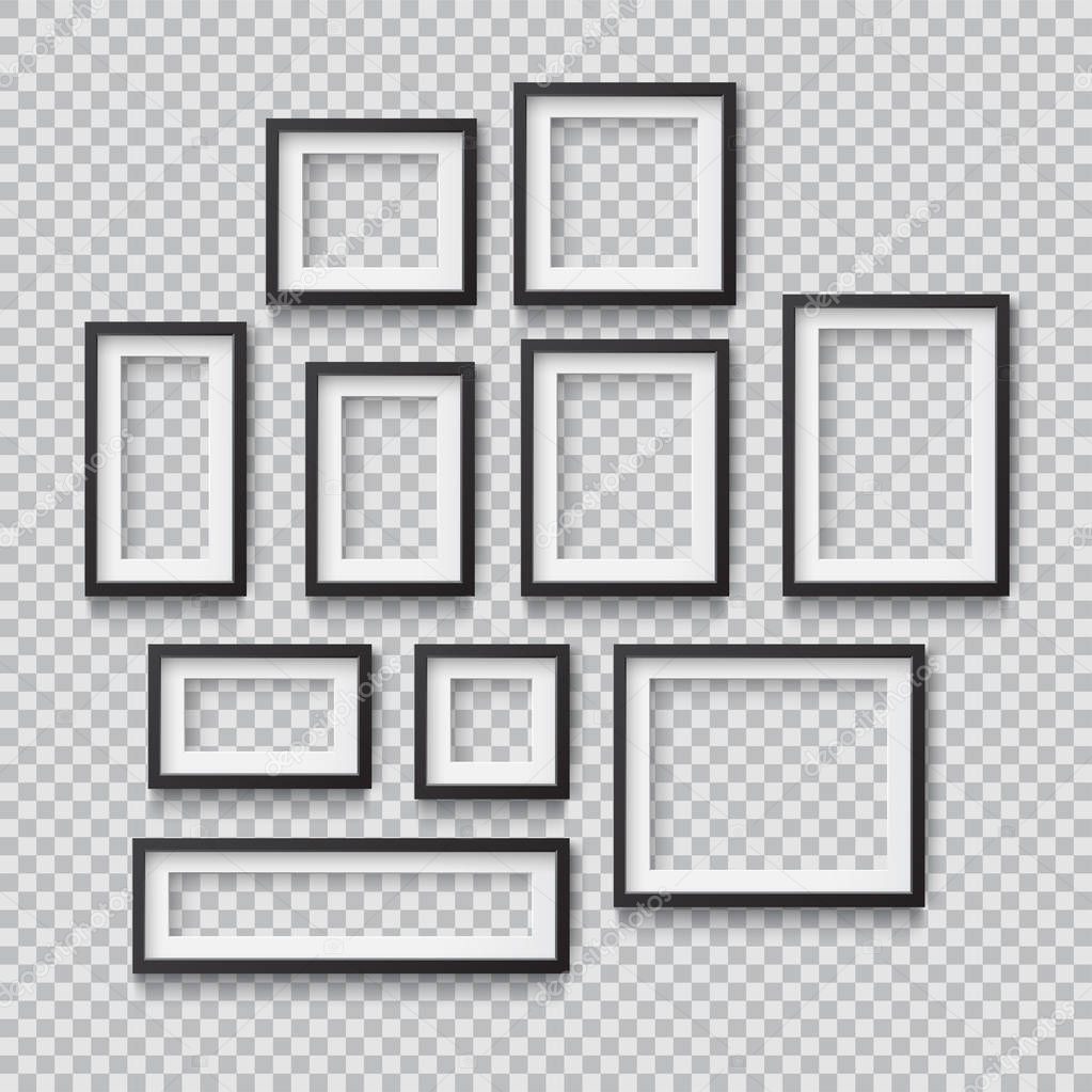 Set of realistic photo frames, vector illustration