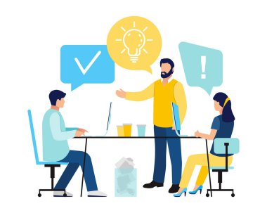 Ofis çalışanları hesaplama bakarak masa başında oturuyorlar