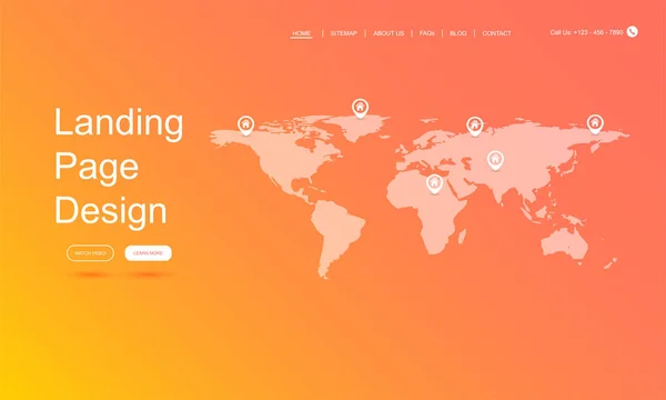 Trendige Website-Vorlage. Landing Page Design. — Stockvektor