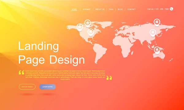 แม่แบบเว็บไซต์ที่ทันสมัย การออกแบบหน้า Landing Page . — ภาพเวกเตอร์สต็อก