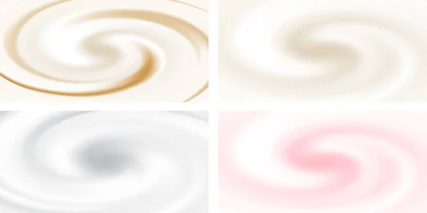 Set Vanilla Cream Swirl Abstract Backgrounds Textures — Stock Vector