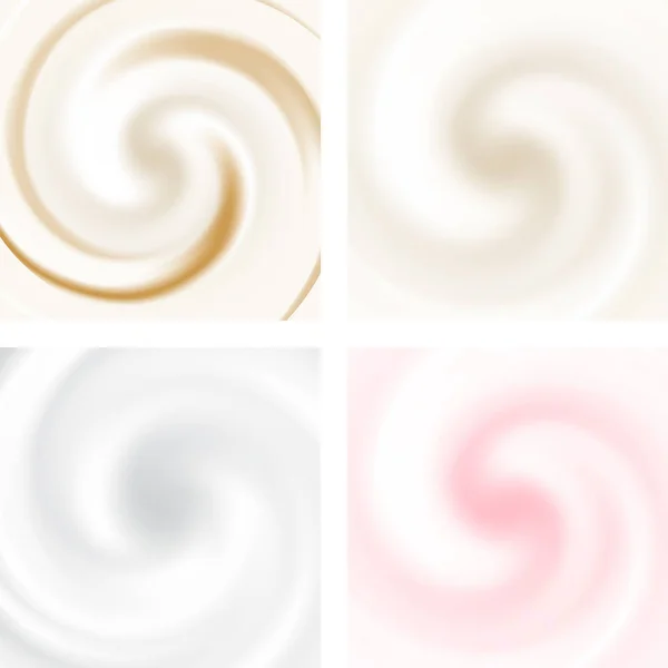 Set Vanille Crème Swirl Abstracte Achtergronden Texturen — Stockvector