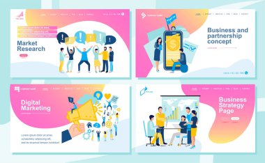 Seo, Web Design, Ui Dev için Açılış sayfası tasarım şablonları kümesi