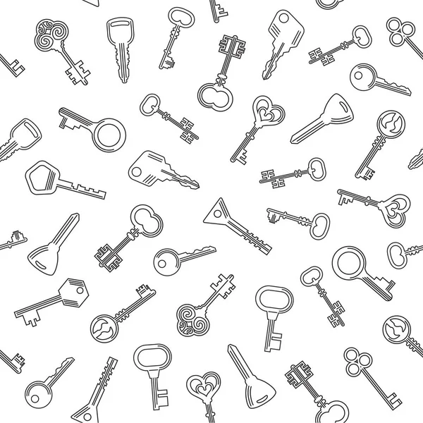 Vintage Simple Seamless Pattern with different antique Keys . — Stock Vector