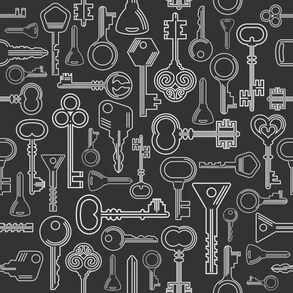 Vintage Simple Seamless Pattern with different antique Keys . — Stock Vector