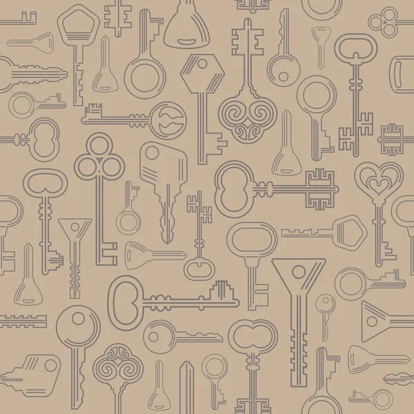 Vintage einfaches nahtloses Muster mit verschiedenen antiken Schlüsseln . — Stockvektor