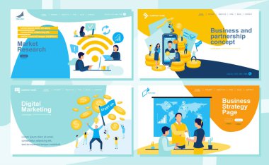 Seo, Web Design, Ui Dev için Açılış sayfası tasarım şablonları kümesi