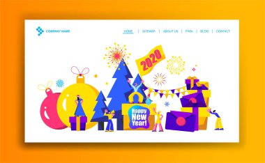 2020 Happy New Year trendy ve minimalist kart veya arka plan.