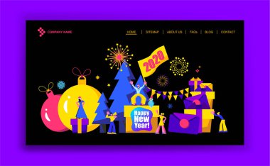 2020 Happy New Year trendy ve minimalist kart veya arka plan.