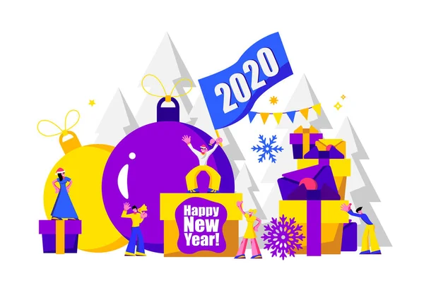 2020 Feliz Ano Novo cartão moderno e minimalista ou fundo . —  Vetores de Stock