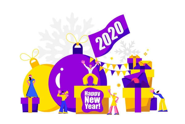 2020 Feliz Año Nuevo tarjeta de moda y minimalista o fondo . — Vector de stock