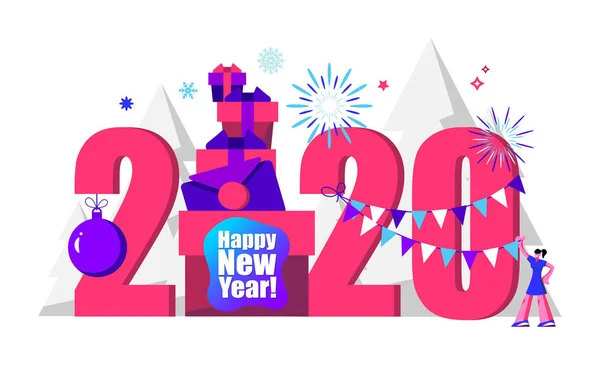 2020 Feliz Año Nuevo tarjeta de moda y minimalista o fondo . — Vector de stock