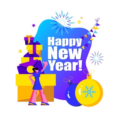 2020 Happy New Year trendy ve minimalist kart veya arka plan.