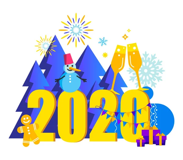 2020 Feliz Año Nuevo tarjeta de moda y minimalista o fondo . — Vector de stock