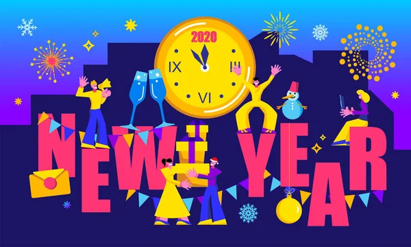 2020 Happy New Year trendy ve minimalist kart veya arka plan.