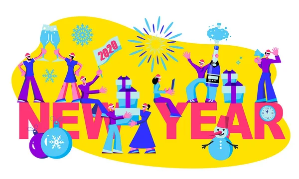 2020 Happy New Year trendy ve minimalist kart veya arka plan.